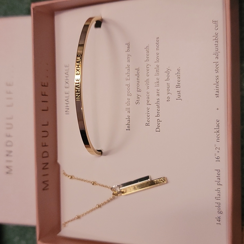 Mindful life bracelet and necklace set.